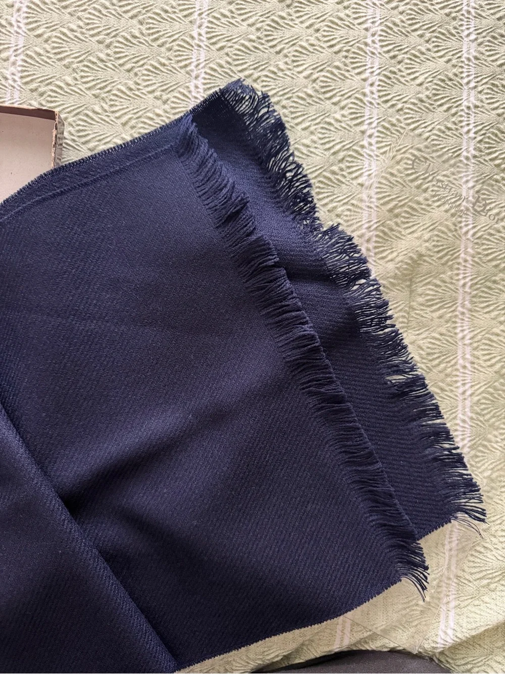 Dior Navy Blue Fringed Scarf